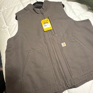 Carhartt Washed Duck Sherpa-Lined Vest in Brown